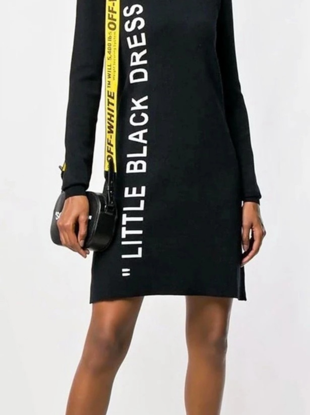 Off-White c/o Virgil Abloh Little Black Dress Graphic Long Sleeve Mini Dress